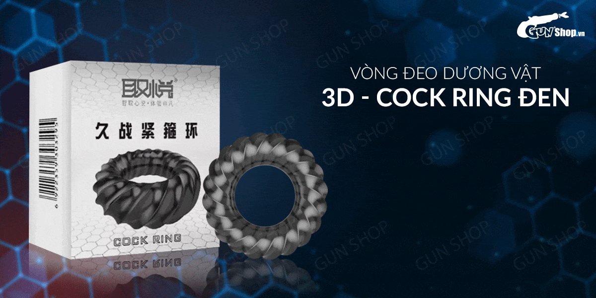 Vòng đeo dương vật kéo dài thời gian Cock Ring đen 3D siêu bền Vòng đeo dương vật kéo dài thời gian Cock Ring đen 3D siêu bền