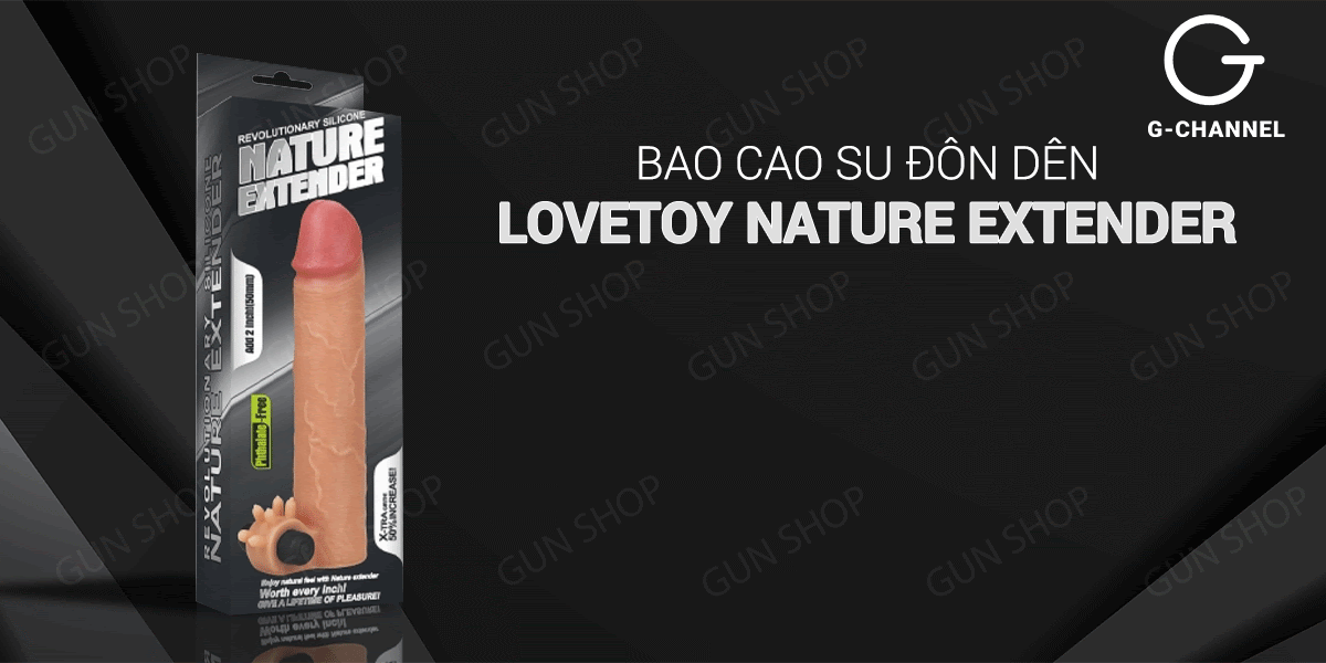 Bao cao su đôn dên Lovetoy Nature Extender tăng kích thước đến 38mm rung mạnh Bao cao su đôn dên Lovetoy Nature Extender tăng kích thước đến 38mm rung mạnh