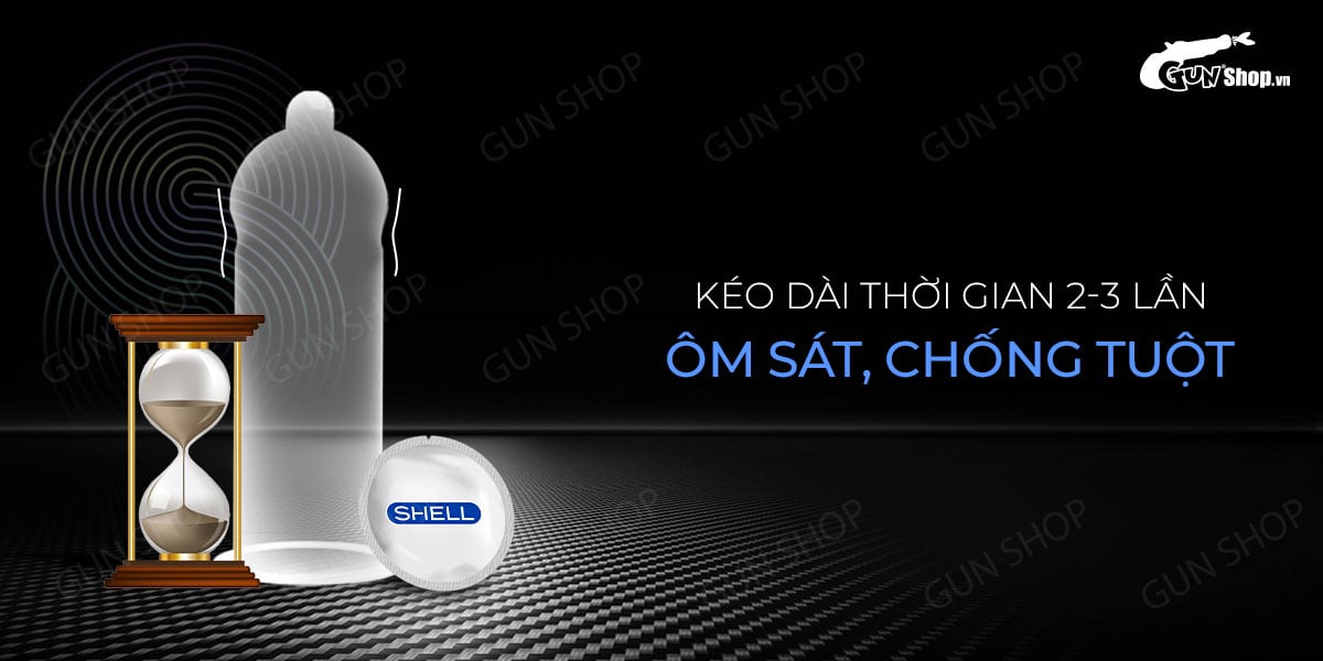 Bao cao su Shell Invisible siêu mỏng chống tuột, kéo dài thời gian, hộp 10 cái Bao cao su Shell Invisible siêu mỏng chống tuột, kéo dài thời gian, hộp 10 cái