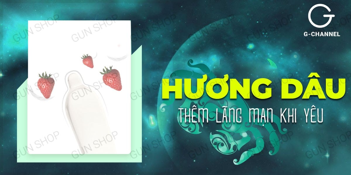 Bao cao su Ropockon cung Cự Giải siêu mỏng 0.03mm hương dâu hộp 12 cái Bao cao su Ropockon cung Cự Giải siêu mỏng 0.03mm hương dâu hộp 12 cái