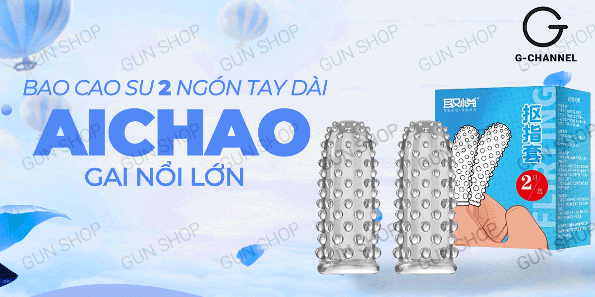 Bao cao su 2 ngón tay dài Aichao gai nổi hộp 2 cái tăng hưng phấn Bao cao su 2 ngón tay dài Aichao gai nổi hộp 2 cái tăng hưng phấn