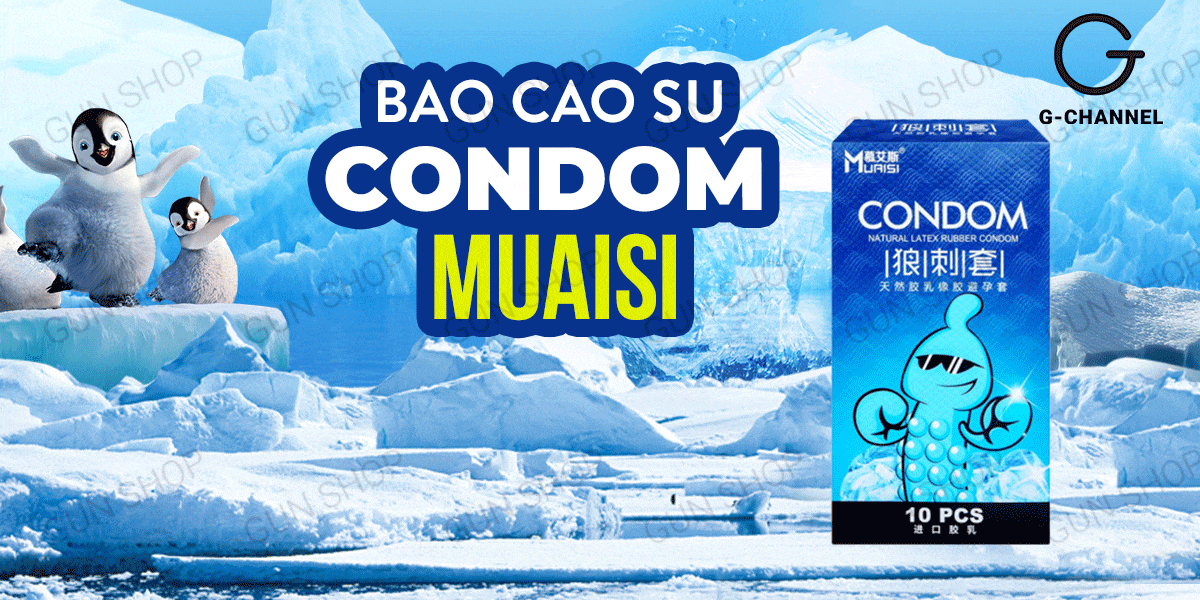 Bao cao su Muaisi Cool siêu điểm nổi mát lạnh hộp 10 cái chính hãng Bao cao su Muaisi Cool siêu điểm nổi mát lạnh hộp 10 cái chính hãng