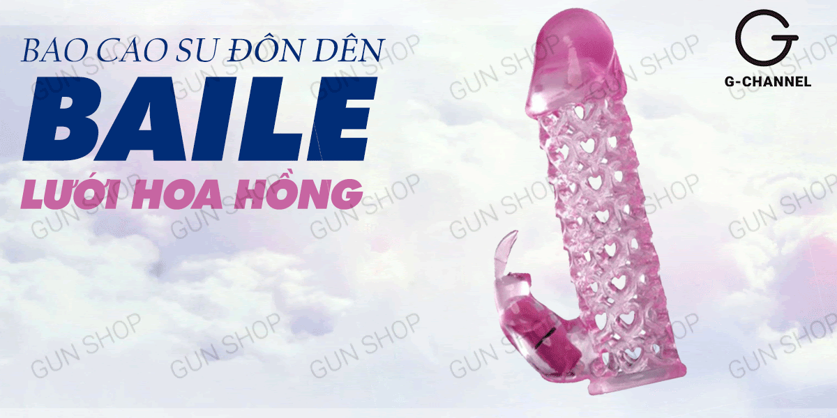 Bao cao su đôn dên Baile Hoa hồng màu hồng gân gai rung mềm Bao cao su đôn dên Baile Hoa hồng màu hồng gân gai rung mềm
