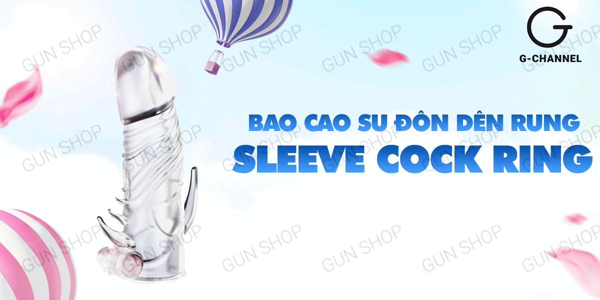 Bao cao su đôn dên rung Sleeve Cock Ring gân sóng kích thích mạnh mẽ Bao cao su đôn dên rung Sleeve Cock Ring gân sóng kích thích mạnh mẽ