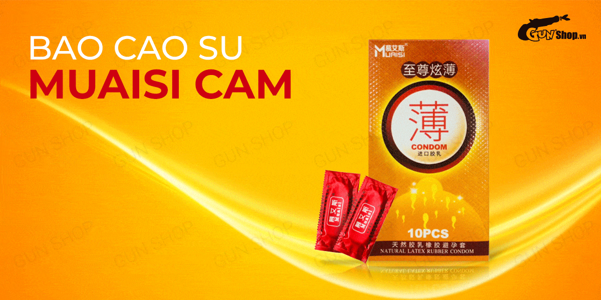 Bao cao su Muaisi Cam siêu mỏng hương dâu ngọt ngào hộp 10 cái bảo vệ cao Bao cao su Muaisi Cam siêu mỏng hương dâu ngọt ngào hộp 10 cái bảo vệ cao