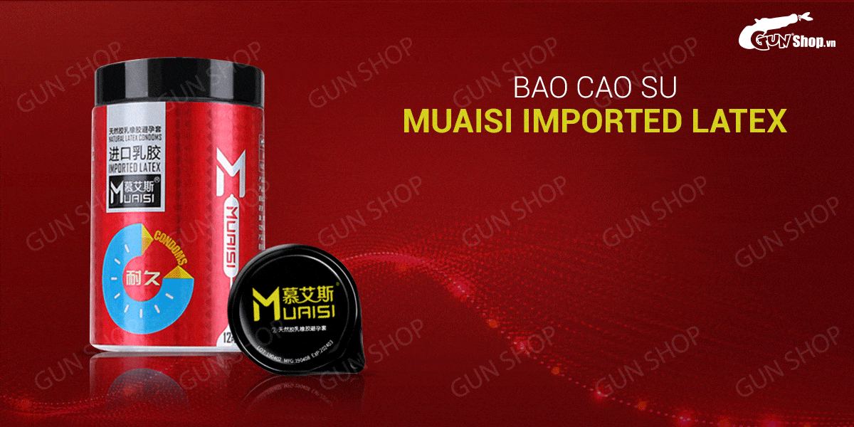 Bao cao su Muaisi Latex Red kéo dài thời gian chống xuất tinh sớm hộp 12 Bao cao su Muaisi Latex Red kéo dài thời gian chống xuất tinh sớm hộp 12
