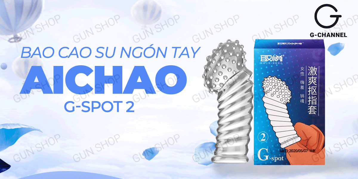 Bao cao su ngón tay dài Aichao G-spot 2 gai lớn tăng khoái cảm mạnh Bao cao su ngón tay dài Aichao G-spot 2 gai lớn tăng khoái cảm mạnh