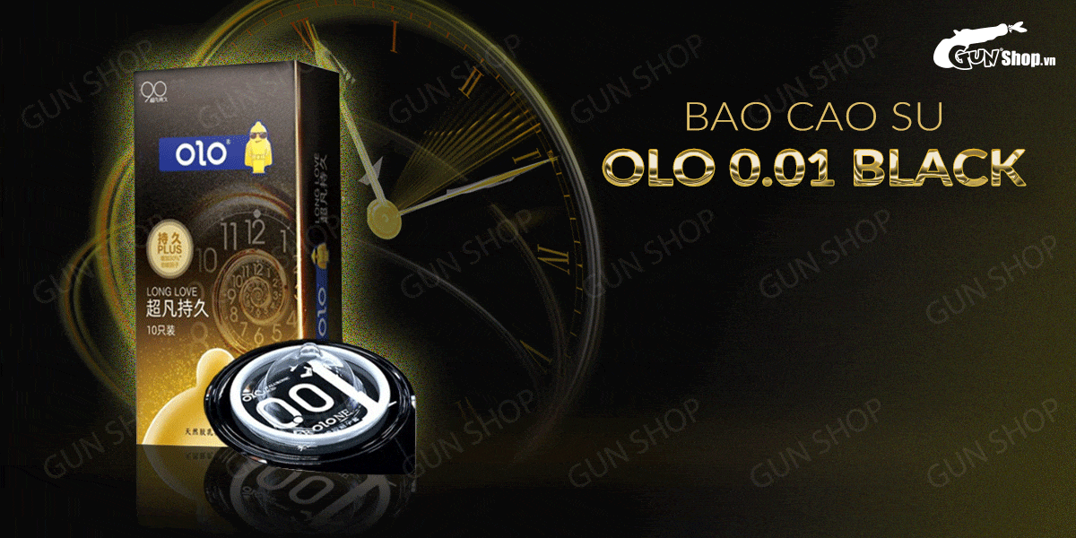Bao cao su OLO 0.01 Black siêu mỏng kéo dài thời gian Hộp 10 Bao cao su OLO 0.01 Black siêu mỏng kéo dài thời gian Hộp 10