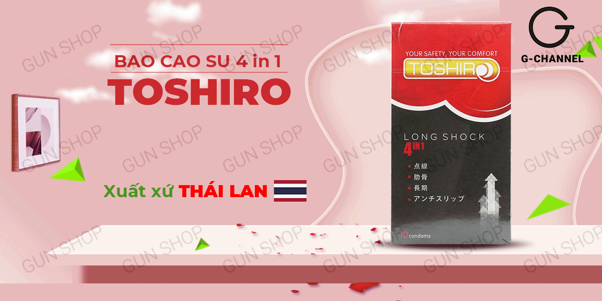 Bao cao su Toshiro Long Shock 4in1 kéo dài thời gian Thái Lan Bao cao su Toshiro Long Shock 4in1 kéo dài thời gian Thái Lan