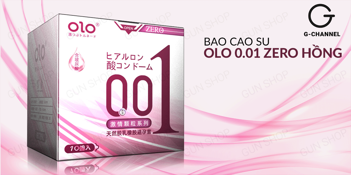Bao cao su OLO 0.01 Zero Hồng siêu mỏng có hạt gel bôi trơn tăng khoái cảm Bao cao su OLO 0.01 Zero Hồng siêu mỏng có hạt gel bôi trơn tăng khoái cảm