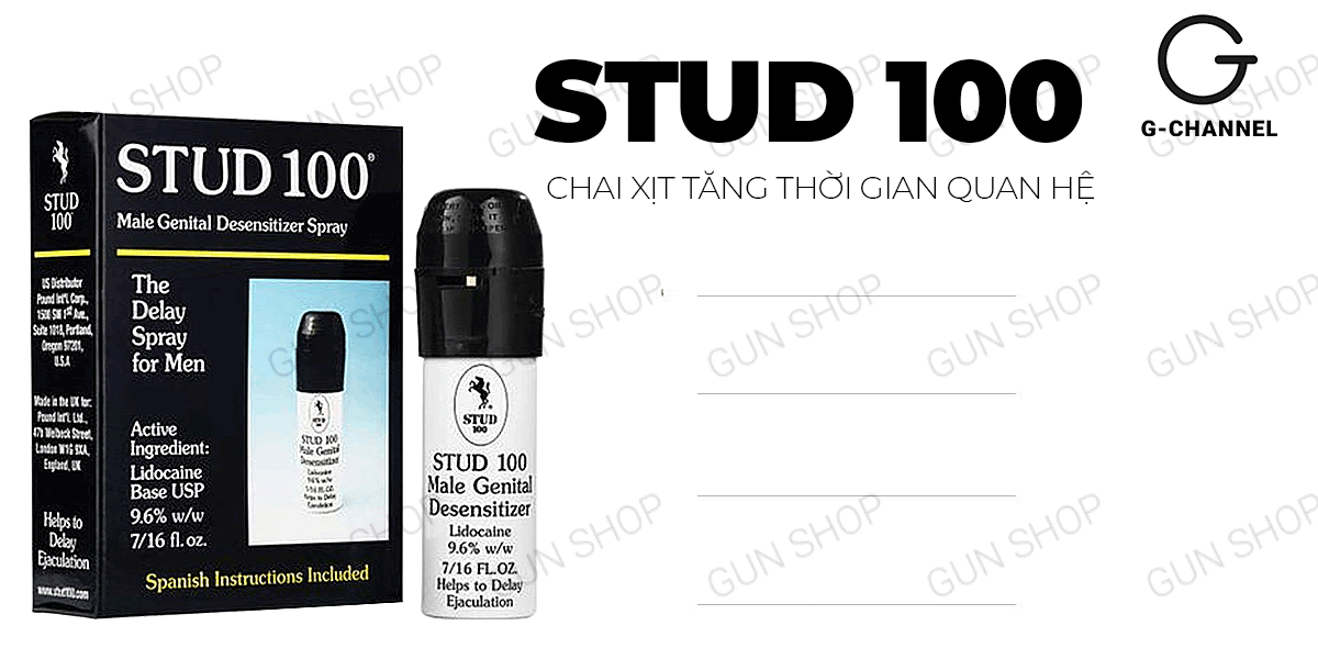 Chai xịt Stud 100 kéo dài thời gian xuất tinh an toàn FDA Chai xịt Stud 100 kéo dài thời gian xuất tinh an toàn FDA