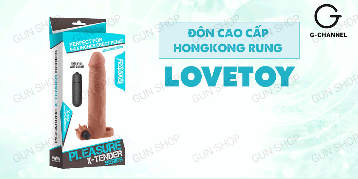 Bao cao su đôn dên rung Lovetoy Pleasure X-Tender tăng 3cm Bao cao su đôn dên rung Lovetoy Pleasure X-Tender tăng 3cm