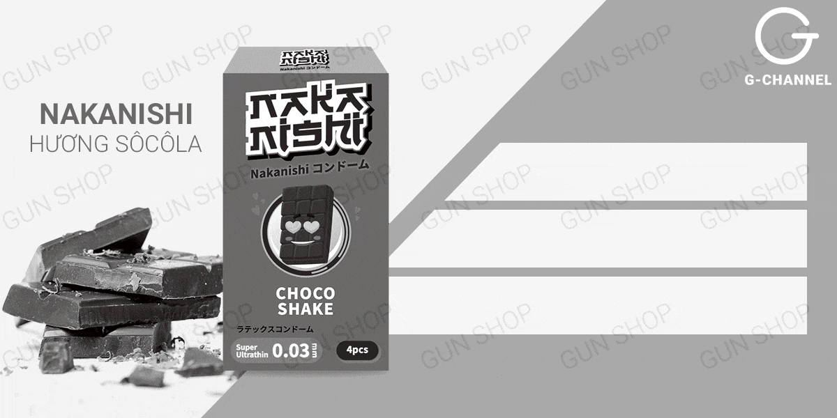 Bao cao su Nakanishi siêu mỏng 0.03mm hương chocolate thơm ngon Bao cao su Nakanishi siêu mỏng 0.03mm hương chocolate thơm ngon