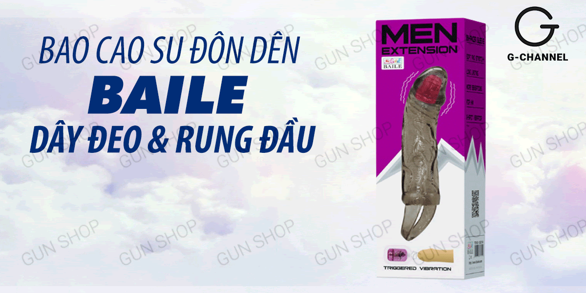 Bao cao su đôn dên rung đầu Baile Men Extension tăng kích thước dây đeo Bao cao su đôn dên rung đầu Baile Men Extension tăng kích thước dây đeo